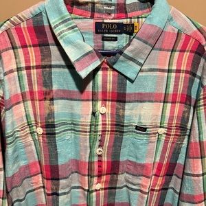 Polo Ralph Lauren Men's Multicolor Classic Fit Bleached Plaid Flannel - NEW